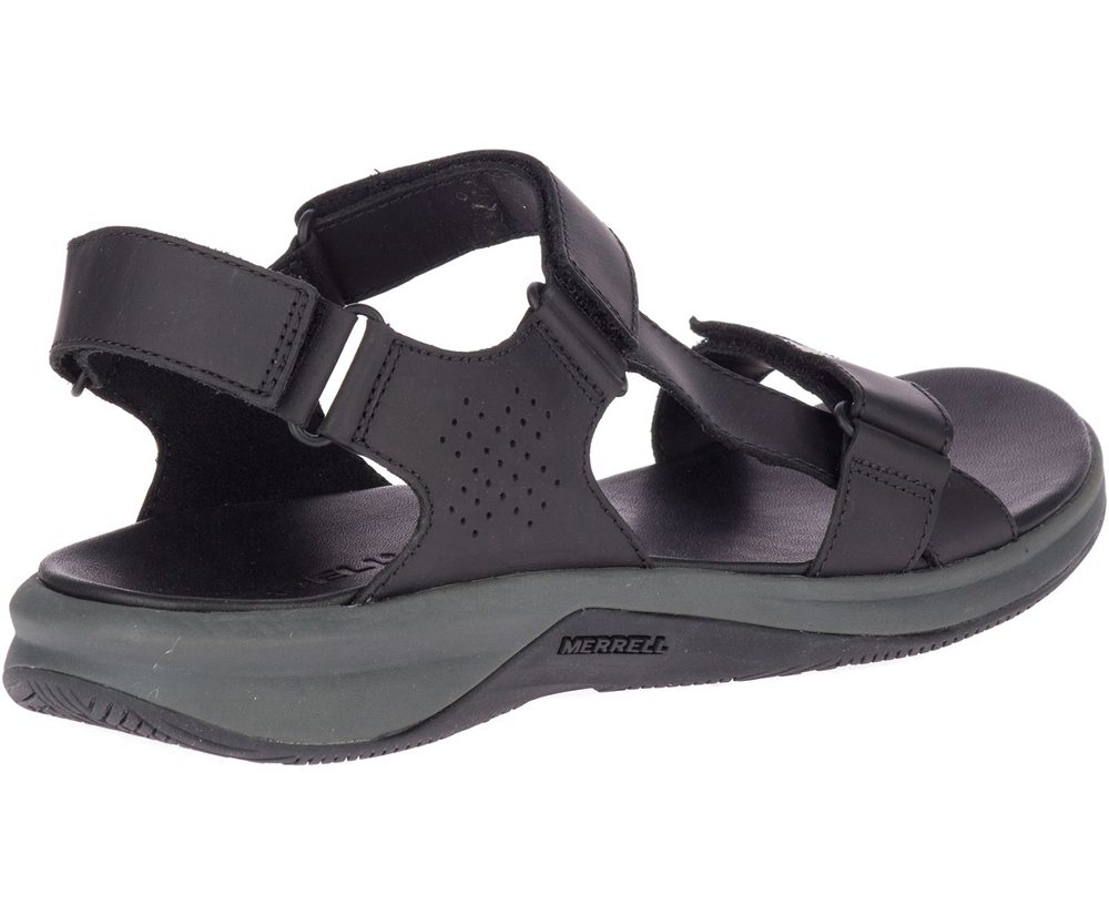 Merrell Sandals Black - Tideriser Luna Strap Leather - Mens 06QKZJDUT